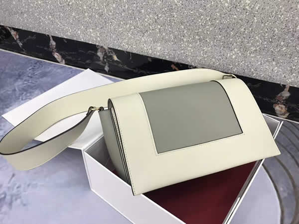Fake Celine Frame Color Matching White & Grey Shoulder Bag Messenger Bag 180263